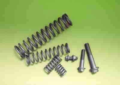 Zinc flake coated springs and bolts